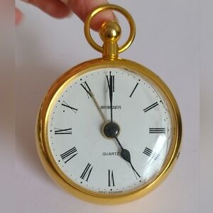 Vintage Retro 60's Staiger W. Germany Brass Quartz Pocket Watch Table Desk Clock
